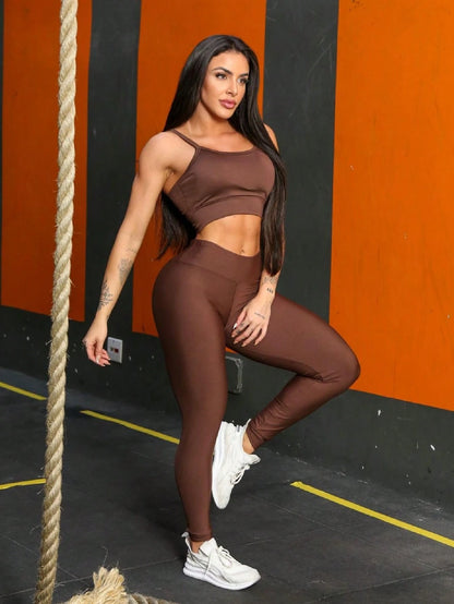 Local
Conjunto Fitness Feminino Top e Calça Sports Treino Perfeito Tecido Premium