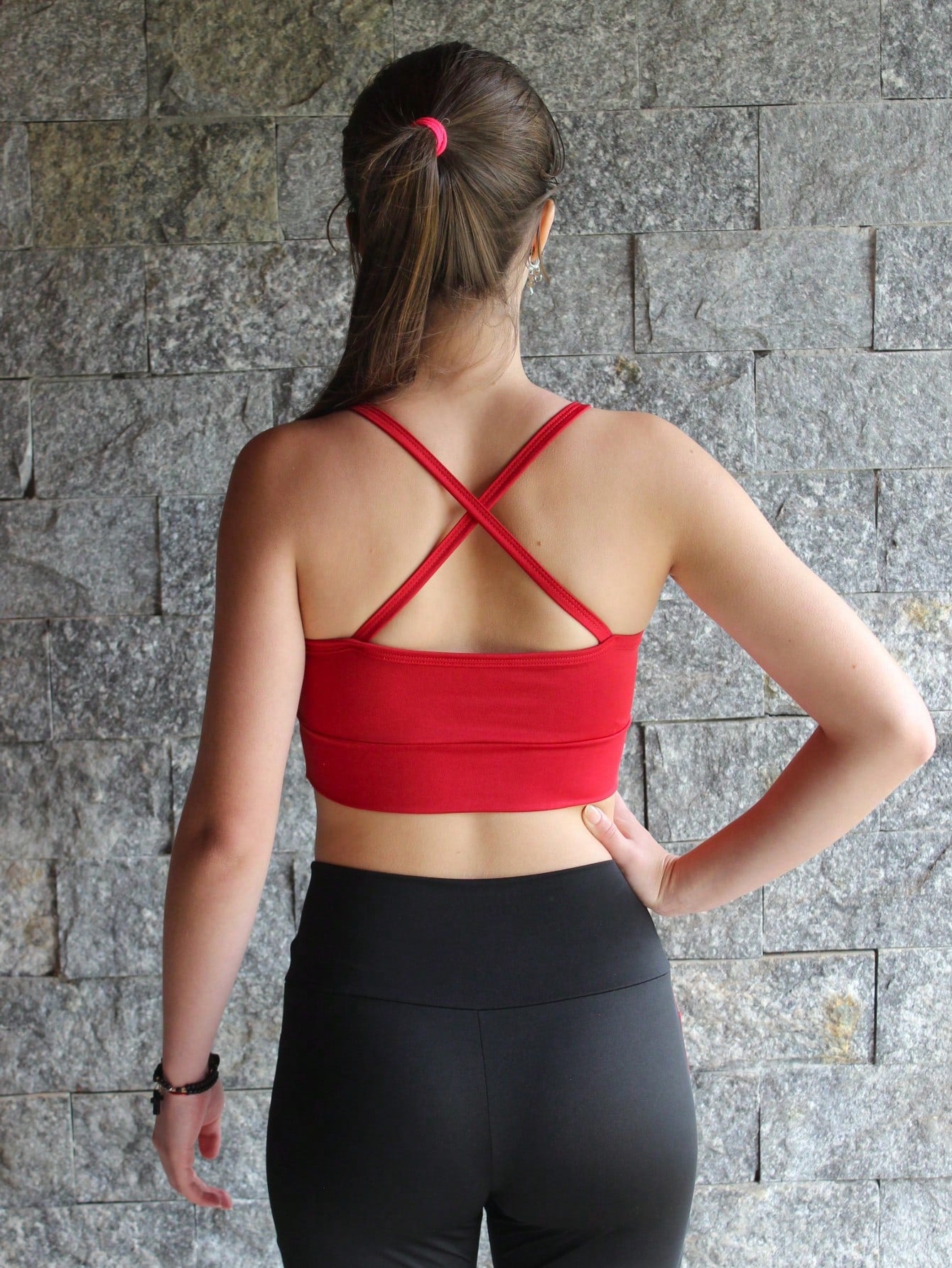 Top Academia Alcinha Fitness Com Cruzado nas Costas Cropped Zero Transparência Com Bojo Removível