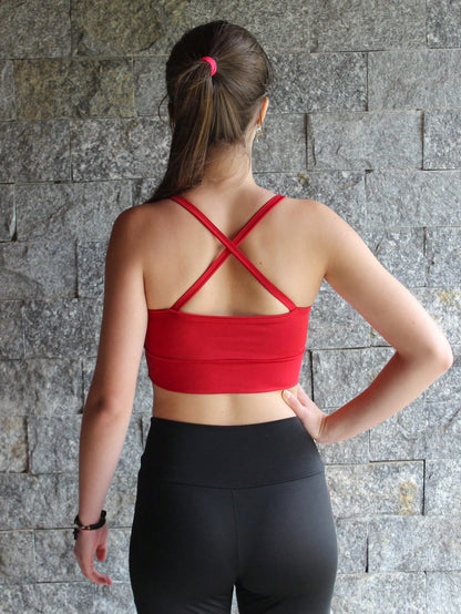 Top Academia Alcinha Fitness Com Cruzado nas Costas Cropped Zero Transparência Com Bojo Removível