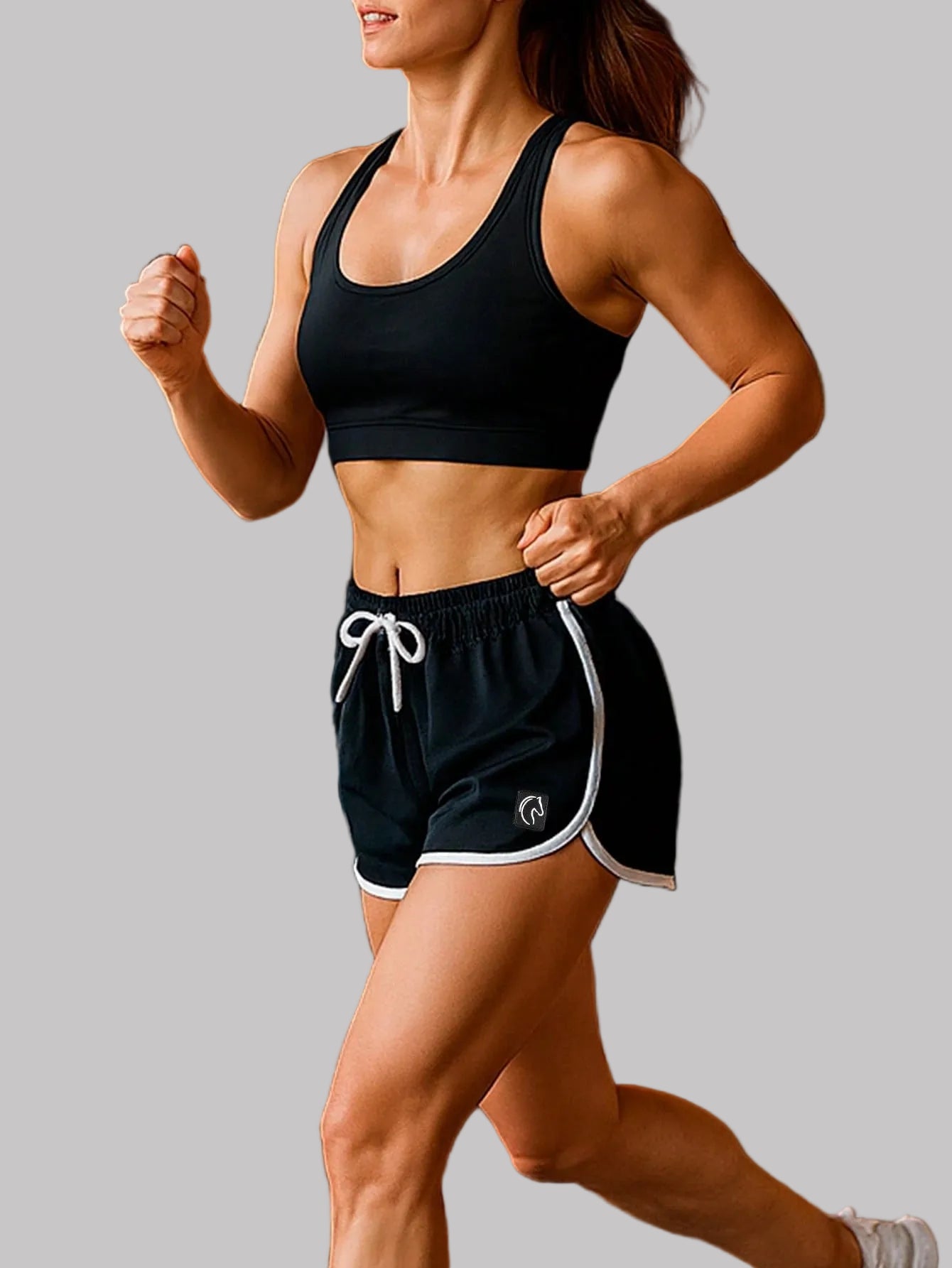 Shorts Esportivo Preto com Cós Elástico, Cordão Ajustável e Bolsos Funcionais