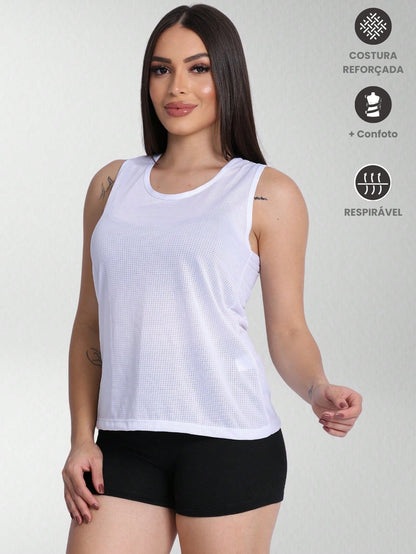 Regata Feminina Dry Fit Furadinha Roupa Academia Fitness Esportiva Treino