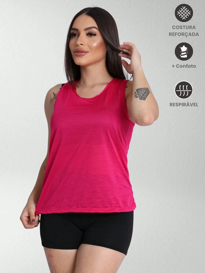 Regata Feminina Dry Fit Furadinha Roupa Academia Fitness Esportiva Treino