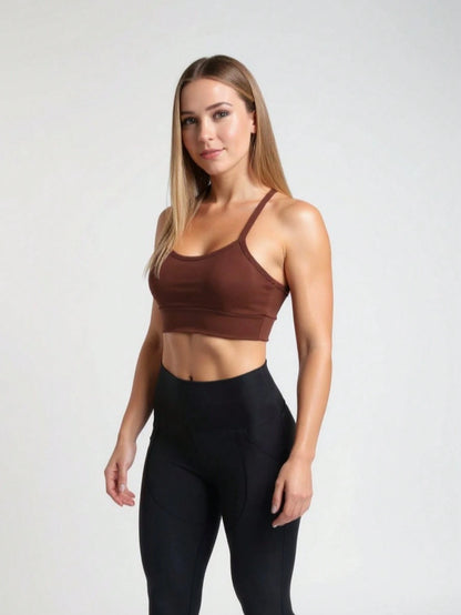 Top Academia Alcinha Fitness Com Cruzado nas Costas Cropped Zero Transparência Com Bojo Removível
