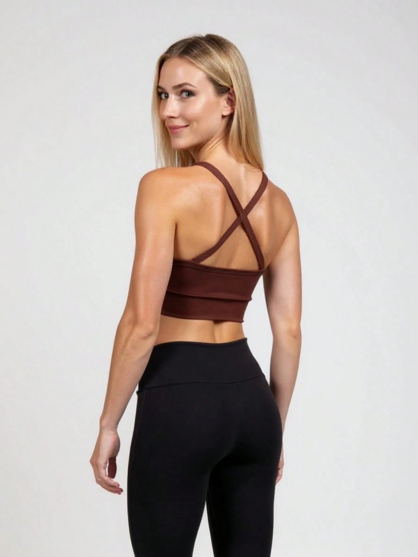 Top Academia Alcinha Fitness Com Cruzado nas Costas Cropped Zero Transparência Com Bojo Removível