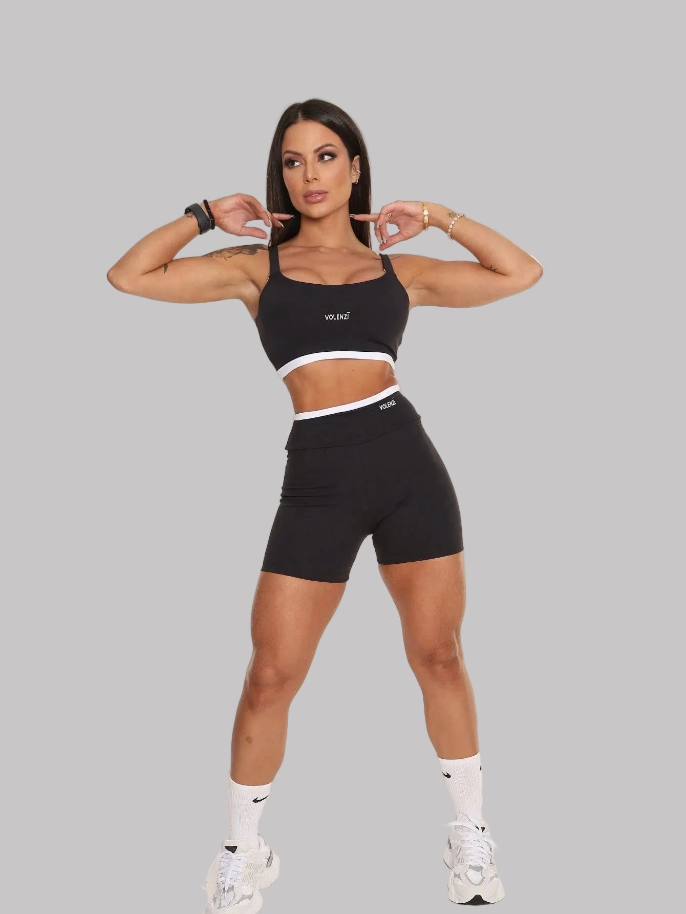 short fitness feminino duo cintura alta zero transparência preto